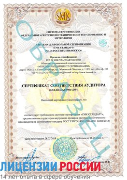 Образец сертификата соответствия аудитора №ST.RU.EXP.00014299-1 Дзержинск Сертификат ISO 14001